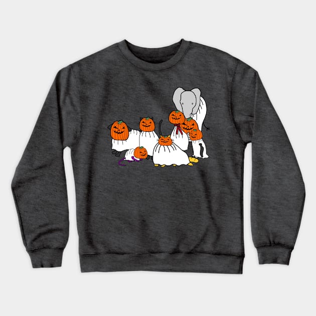 Funny Cute Animals a Halloween Horror Crewneck Sweatshirt by ellenhenryart